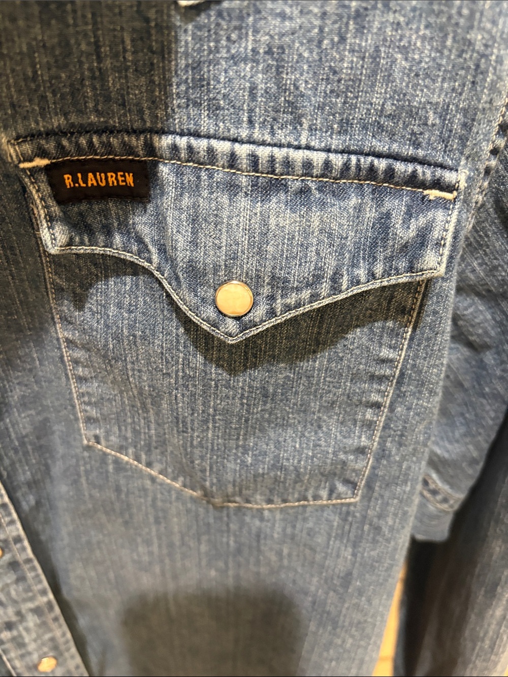 Polo Jeans Co. Ralph Lauren Denim Western Shirt  small and Mother of Pearl snaps - Picture 3 of 11